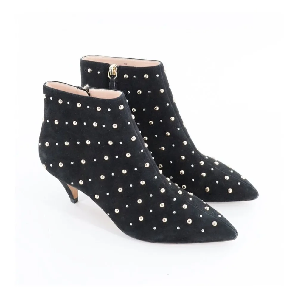 KATE‎ SPADE Starr Pointed Toe Studded Suede Ankle Bootie Size 7.5